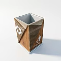 Public Facility Wooden Recycle Bin With Waste Sign And Recycle Symbol
