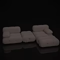 Modern Beige Plush Sectional Sofa With Modular Design And Comfortable Seats 3d model