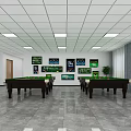 Recreation Room Featuring Lockers Ping Pong Tables Colorful Wall Art White Ceiling Lights And Plants