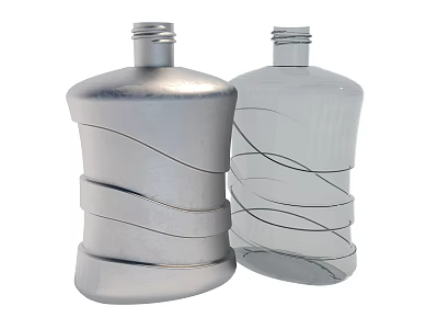 Sleek Daily Electrical Appliance Bottles Featuring Silver And Transparent Spiral Patterns 3d model