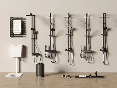 Modern Bathroom Shower Systems With Multiple Styles And Accessories 3d model
