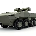Military Green Wheeled Tank With Top Mounted Weapon System Number 333 And Badge