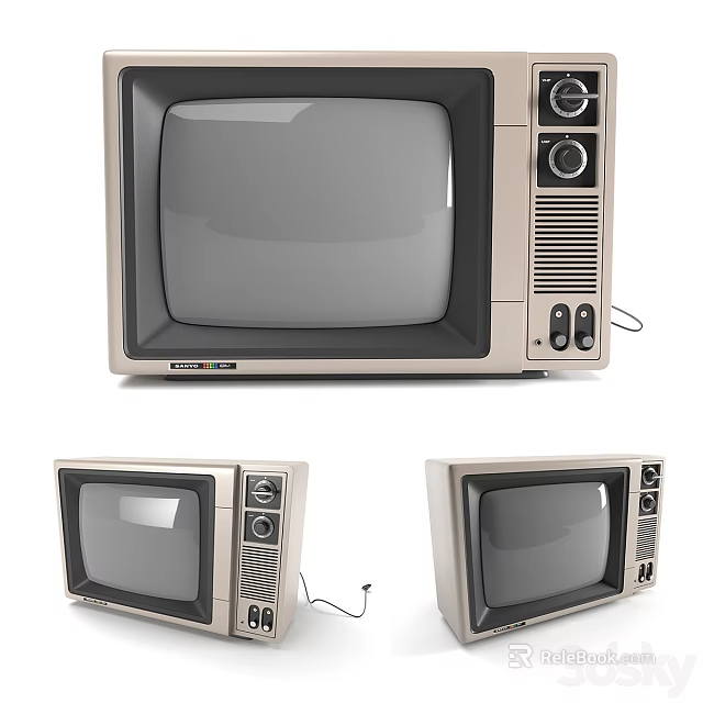 Vintage Television Sets With Classic Retro Design And Old-Fashioned Style Details 3d model 
