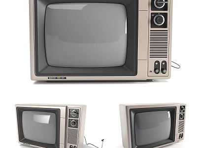 Vintage Television Sets With Classic Retro Design And Old-Fashioned Style Details 3d model
