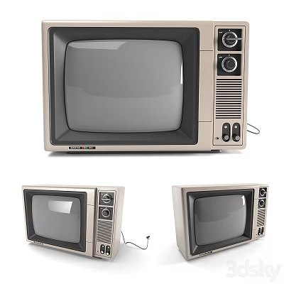 Vintage Television Sets With Classic Retro Design And Old-Fashioned Style Details 3d model