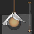 Modern Pendant Light With Transparent Spherical Bulb And White Wavy Lampshade