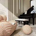 Modern Living Room With Brown White Sofas Round Coffee Table Rug And Plants