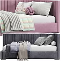 Modern Upholstered Beds With Pink Gray Headboards And Cozy Blankets Pillows