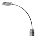 Modern Curved Arm Wall Lamp With Gold And Black Metal Round Base And Shade