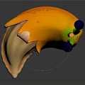 Banana Shaped Snail Creature With Green Antennae Purple Eyes Yellow Peel Shell And Peeled Body