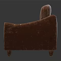 Brown Leather Two Seater Sofa in Vintage Style with Tufted Backrest and Wooden Legs