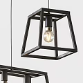 Modern Industrial Black Metal Geometric Frame Chandelier with Exposed Transparent Bulb
