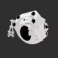 Detailed White Space Capsule With Mechanical Arms Black Dots And Circular Window