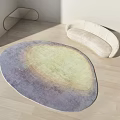 Stylish Gradient Purple Yellow Oval Rug In Room With Beige Curved Sofa Light Wood Floor