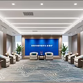 Hotel Public Lounge Area Modern Interior With Comfortable Seating Decorative Carpet Green Plants And Lighting