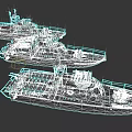 Three Modern Military Warships With Gray Hulls Deck Railings And Equipment