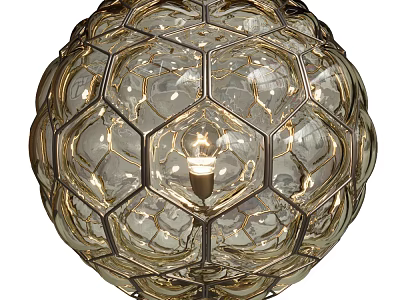 Modern Decorative Table Lamp With Hexagonal Glass Panels And Spherical Design 3d model