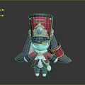 Cartoon Rabbit Character In Military Uniform With Red Tall Hat Golden Decorations And Blue Cape