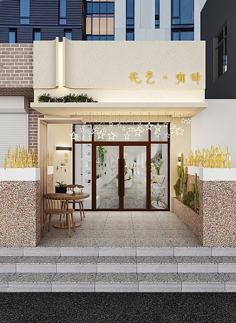 Modern Cafe Door Head Cafe Door Facade Milk Tea Shop 3d model