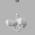 Vintage Style Chandelier With Three Frosted Glass Shades And Dark Metal Frame