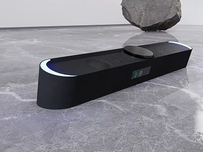 Sleek Black Soundbar with Slim Design Blue LED Light for Modern Home Audio Experience 3d model