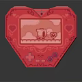 Heart Shaped Red Electronic Game Console With Cartoon Screen And Control Buttons