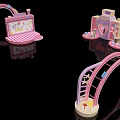Colorful Interactive Play Area Featuring Pink Arch Slides Mini Play Sets And Toy Structures 3d model