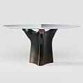 Elegant Round White Dining Table With Modern Black Sculptural Base Design 3d model
