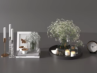 Modern Jewelry Ornaments Combination Vase Flora Candlestick Lamp Books Electronic Watch 3d model
