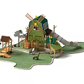 Farm Theme Observation Deck Non-standard Customized Children's Climbing Slide Climbing Net Drill Net Naughty Castle Tree House Features 3d model