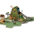 Farm Theme Observation Deck Non-standard Customized Children's Climbing Slide Climbing Net Drill Net Naughty Castle Tree House Features 3d model