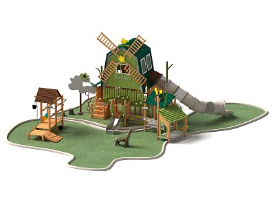 Farm Theme Observation Deck Non-standard Customized Children's Climbing Slide Climbing Net Drill Net Naughty Castle Tree House Features 3d model