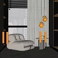 Modern Single Person Sofa Braces Sofa Lazy Sofa Reading Sofa Side Tables Chandelier Ornaments Sofa Chair 3d model