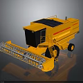 Modern Yellow Combine Harvester With Solar Panels And Front Harvesting Device