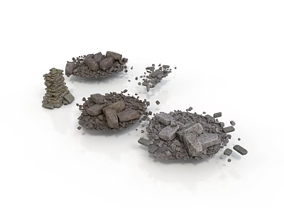 Natural Stone And Wood Decorative Pieces With Textured Surfaces And Design 3d model
