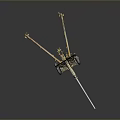 Field Gun Weapon With Long Barrel Red Wheels Light Colored Body And Towed Design