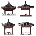 Traditional Chinese Pavilions With Pagoda Style Roofs Wooden Structures And Various Designs