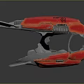 Futuristic Red Metallic Sci Fi Weapon Design With Glowing Blue Accents And Sharp Edges 3d model