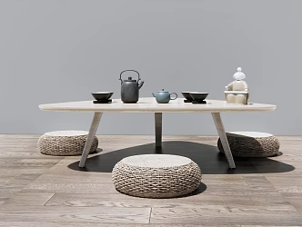 Japanese Tea Table and Chair Tatami Tea Table 3d model