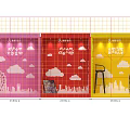 Vibrant Photo Check-in Spot With Pink Red Yellow Booths Cloud Decorations And City Skyline Silhouettes 3d model