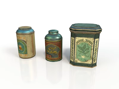 Vintage Style Metal Cans Container Jar Cylinder Metal Products Floral Decorations Gift Box Storage Box Craft Utensils Home Supplies 3d model
