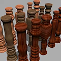 Modern Railing Solid Wood Roman Column 3d model