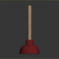 Red Rubber Plunger With Wooden Handle For Home Bathroom Cleaning Tools