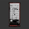 Red and White Boxy Cargo Van with Smooth Exterior and Classic Design