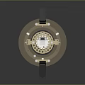 Futuristic Golden Sci Fi Mechanical Device With Cylindrical Vented Body And Base Panel