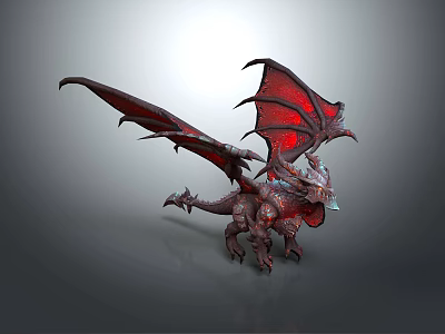 Red Dragon Game Movie Character With Mythical Wings And Scaled Body 3d model