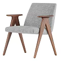Stylish Modern Single Chair With Green Fabric Upholstery And Wooden Armrests