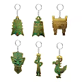 Traditional Bronze Style Decorative Keychains With Various Cultural Shapes And Designs