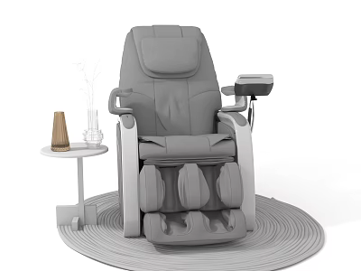 Modern Comfortable Massage Chair with Side Table Armrest Tray and Round Rug 3d model