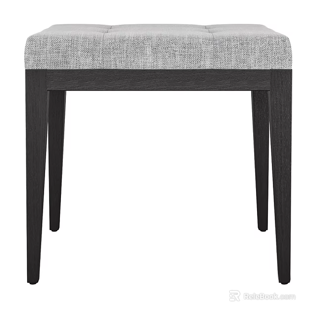 Gray Fabric Upholstered Modern Sofa Bench with Black Wooden Legs and Comfortable Seat 3d model 